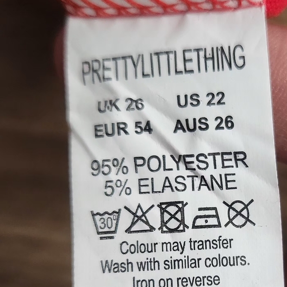 Pretty Little Thing Red Ruffle Detail Faux Wrap Mini Dress Women's Size 22. - Picture 12 of 13